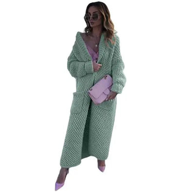 Winter Revers gestrickt Strickjacke lange Mäntel für Frauen
