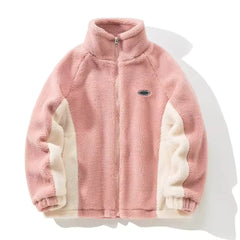 Warme Winter Fleecejacke Streetwear in Rosa