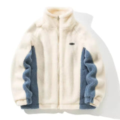 Warme Winter Fleecejacke Streetwear in Beige