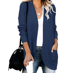 Geschwungene Strickjacke in Blau
