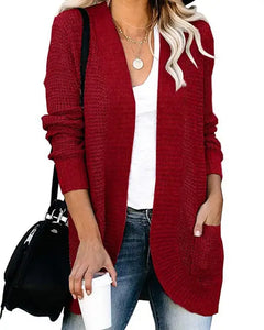 Geschwungene Strickjacke in Rot