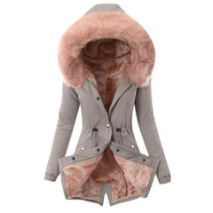 Maria | Wintermantel mit Kapuze in Beige