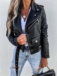Elegante Lederjacke für Frauen in Schwarz