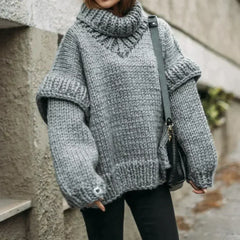 Kuscheliger Übergroß Rollkragenpullover für Damen | Winter in Grau
