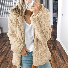 Warme Kapuzenjacke für Frauen in Khaki