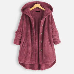 Wintermantel mit Kapuze für Frauen mit langen Ärmeln in Beige
