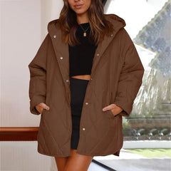 Women's Winter Diamond Steppjacke mit Kapuze in Weiß