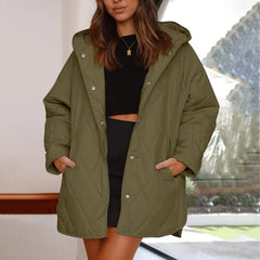 Women's Winter Diamond Steppjacke mit Kapuze in Beige