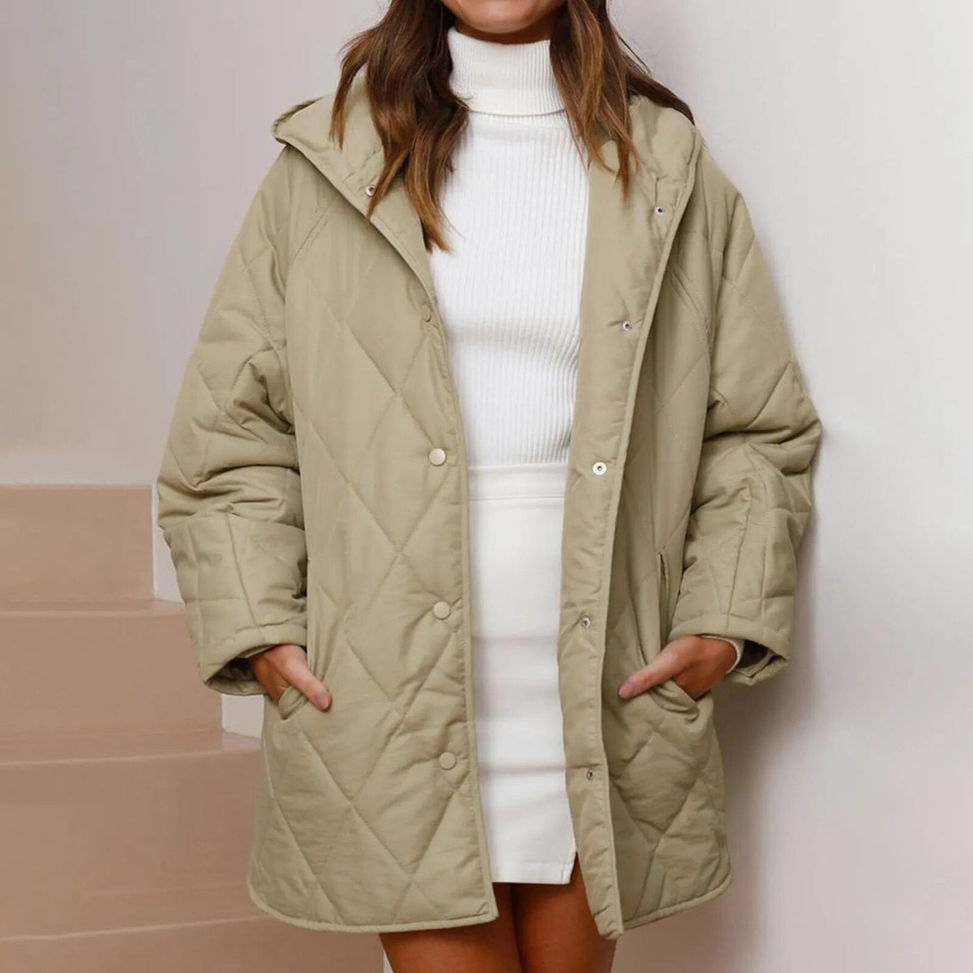 Women's Winter Diamond Steppjacke mit Kapuze
