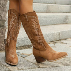 Nicole | Damen Lässig Blockabsatz Cowboystiefel in Braun