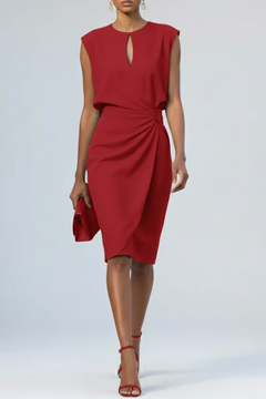 Damen Elegantes Midi Abendkleid in Rot