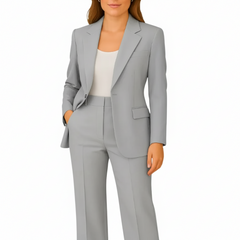 Damen Eleganter Sommer Taillierter Anzug in Grau
