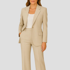 Damen Eleganter Sommer Taillierter Anzug in Beige