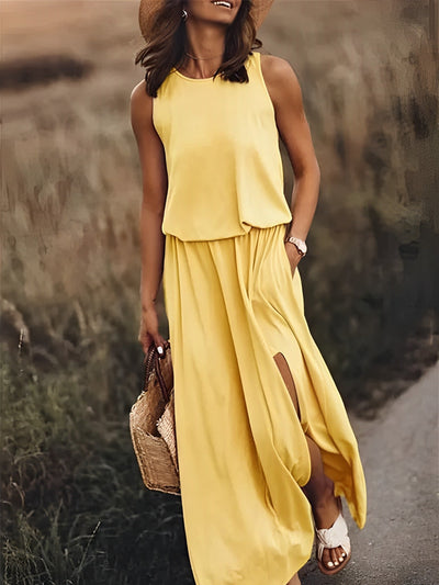 Ärmelloses Kleid mit Schlitz für Damen