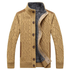 Warme Zopfstrickjacke für Männer in Beige