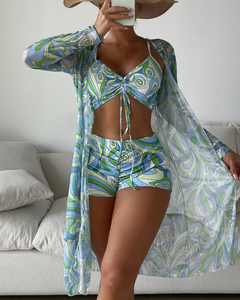 Carla® | High-Waist-Bikini-Set mit Überzug in Grün