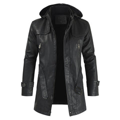 Leder Winterjacke für Männer in Schwarz