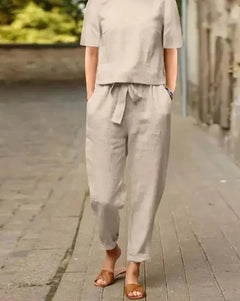 Libelle | Damen Moderne Hose und Oberteil Set | Zweiteilig in Khaki