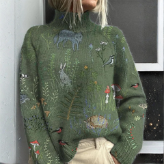 Arvessa | Warmer Blumiger Poloshirt in Animal Design