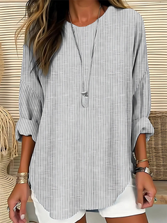 Wistera - gestreifte Bluse mit Soft-Touch-Finish in Grau