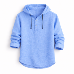 Alton - Atmungsaktiver Leinen-Hoodie in Blau