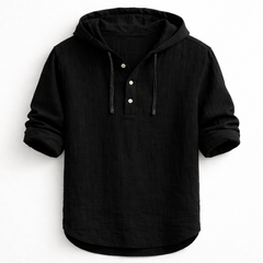 Alton - Atmungsaktiver Leinen-Hoodie in Schwarz