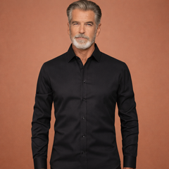 Slim-Fit Herrenhemd mit langen Ärmeln für Business- und Freizeitoutfits | Reinout in Schwarz