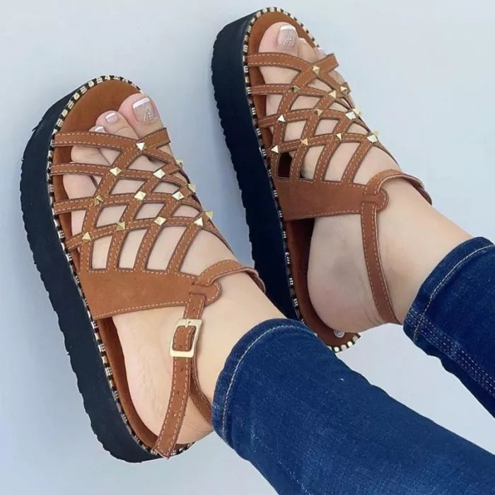 Selene® | Damen Plateau Sandalen mit Cutout-Zehenpartie