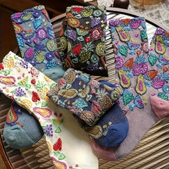 Clara | Vintage Socken in Gemischte Farben Fünfer-Pack