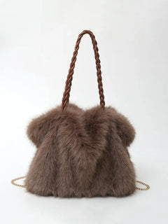 Jana | Elegante Plüsch-Velours Tasche Damen stilvoll in Braun