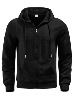 Philipp – Lässiger Kapuzenpullover Mit Reißverschluss Und Langen Ärmeln in Schwarz