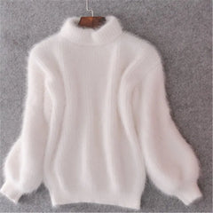 Sif - Vintage-Rollkragenpullover in Weiß