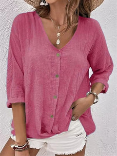 Rosalie®️™ | Leichte Bluse mit V-Ausschnitt in Rosa