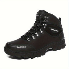 Winterschuhe Herren | Hoher Schnitt Outdoor Stiefel Mit Schnürung in Schwarz 2