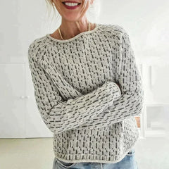 Karla - Eleganter Pullover - Bootsausschnitt in Grau