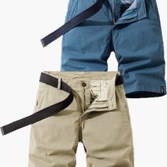 Herren-Bermudashorts mit Gürtel für Sommer- und Outdoor-Aktivitäten in Dunkelblau + Khaki
