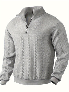 Roberto™ -Vintage Herrenpullover mit Reißverschluss in Hellgrau