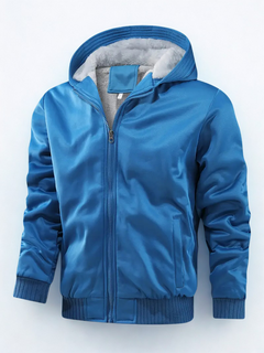 Herren Reißverschlussjacke mit Kapuze | Fleecefutter Langarm in Blau