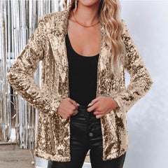 Deitra - Eleganter Blazer-Anzug mit funkelnden Pailletten in Champagner