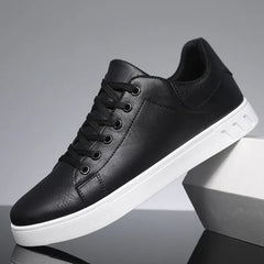 Rex | Herren Leder-Sneaker Low-Top Cupsole Casual in Schwarz