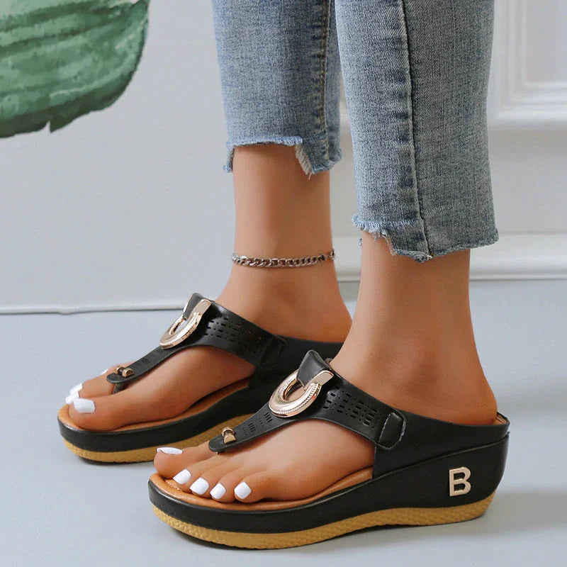 Alberte – Sommer-Keilabsatzschuhe – Offene Zehenpartie