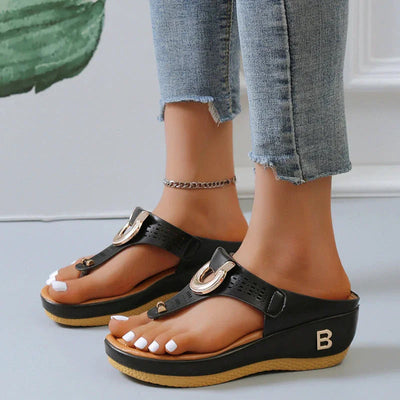 Alberte – Sommer-Keilabsatzschuhe – Offene Zehenpartie