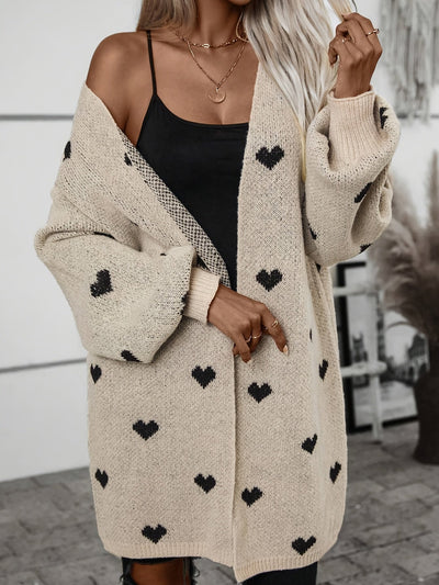 Damen Cardigan mit Herzmuster | Langarm