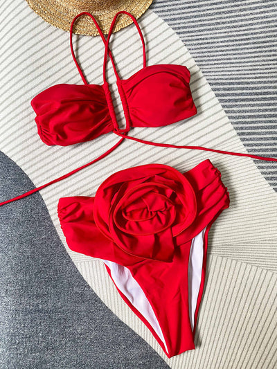 Clara® | Bikini mit Neckholder und Blumendetail