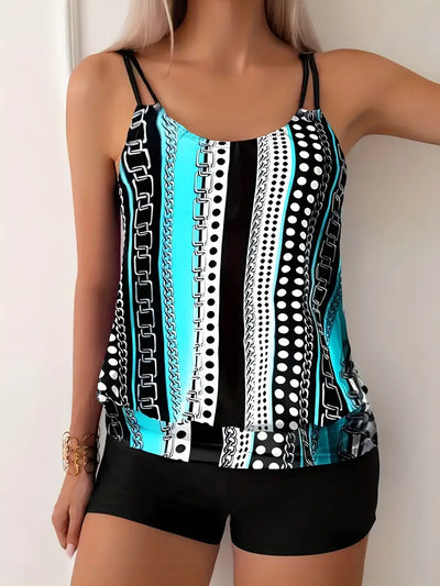 Libby® | Gestreifter Tankini mit Aufdruck