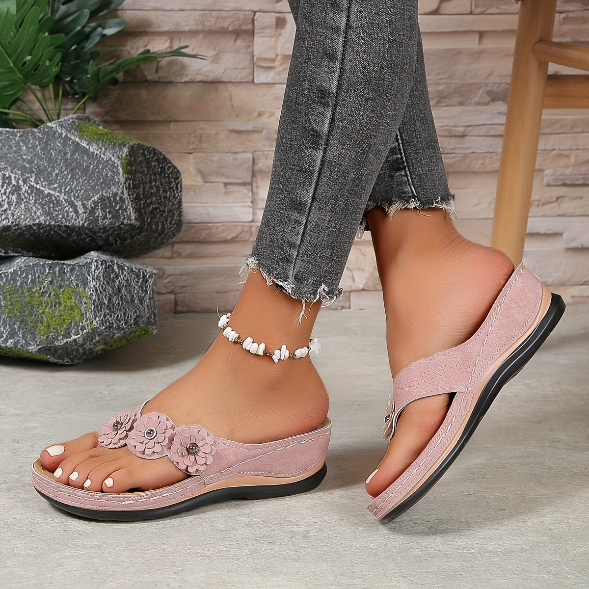Lässige Sandalen mit Blumenmuster für Damen