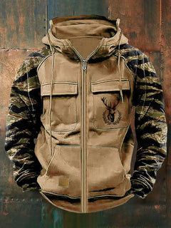 Amelie | Herren-Hoodie mit Reißverschluss & Taschen in Beige