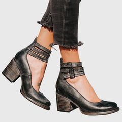Nina - Damen Elegante Pumps mit Blockabsatz und Komfortpolsterung in Schwarz