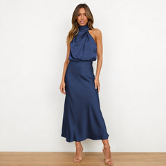 Hansel - Schickes Cocktail-Midikleid in Dunkelblau