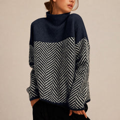 Yancy - Modischer, dicker Damenpullover in Marineblau